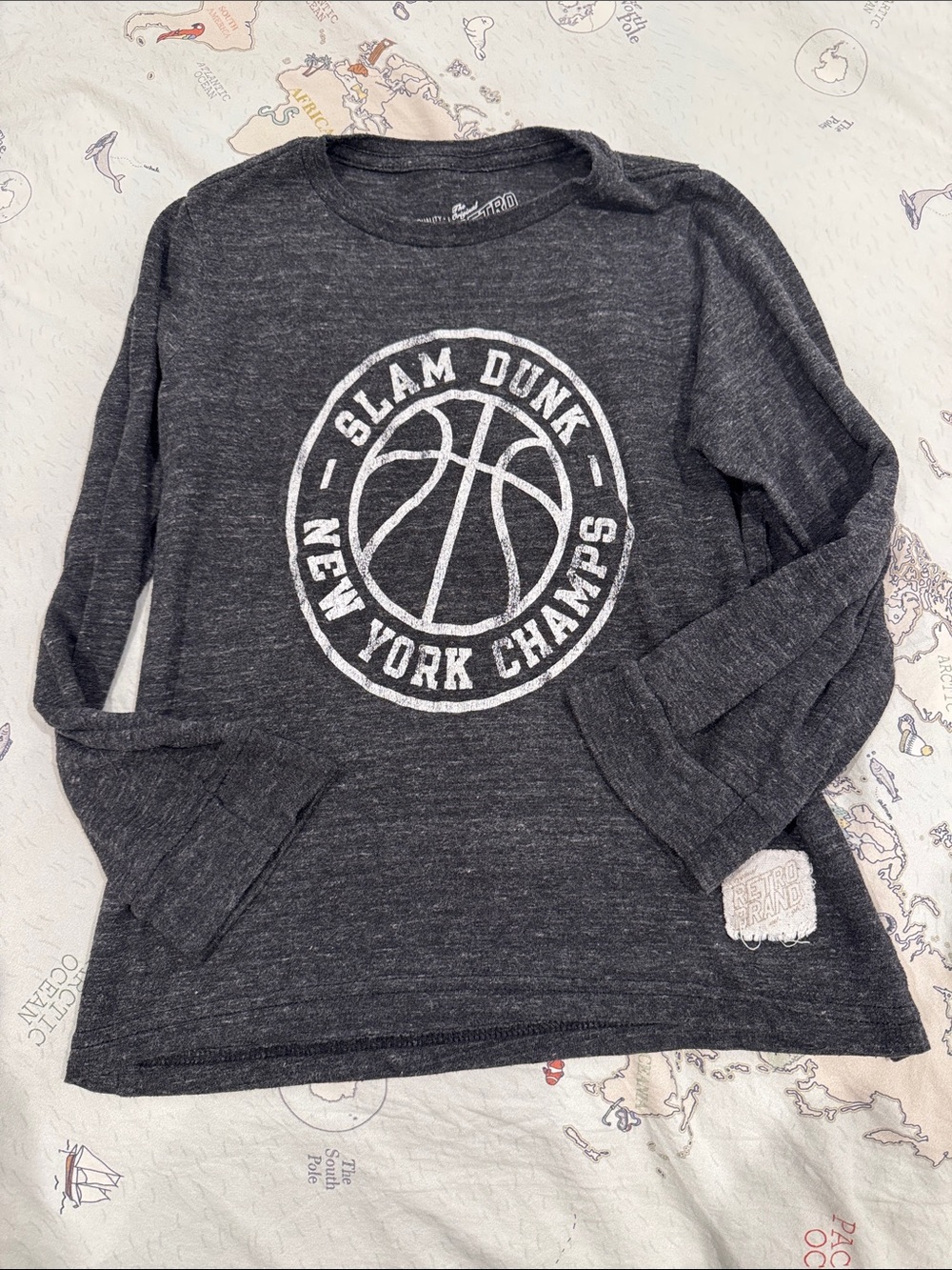 Original Retro Brand Charcoal Gray 'Slam Dunk New York Champs' Long Sleeve Tee